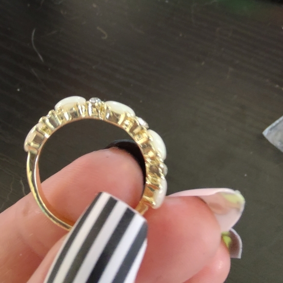 Gold plated opal and mossianite - Picture 4 of 8